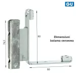 Balama inferioara GU, deschidere stanga, falt 9mm, culoare capace Auriu