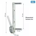 Balama inferioara GU, deschidere stanga, falt 9mm, culoare capace Auriu
