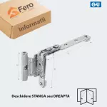 Balama Superioară GU dreapta pentru PVC, 13mm, 130 kg, capac auriu