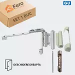 Balama superioară GU dreapta PVC, 13 mm, 130 kg, capace albe